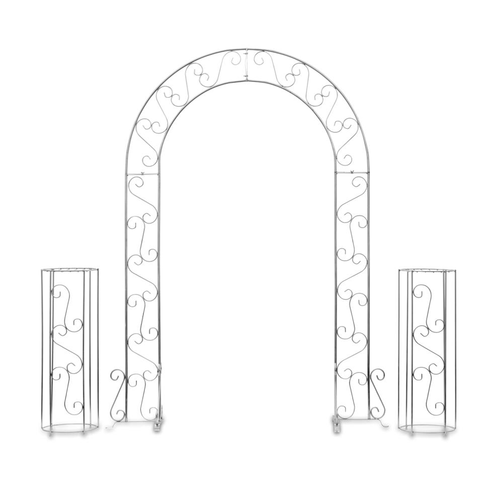 silver-metal-arch-plant-stands